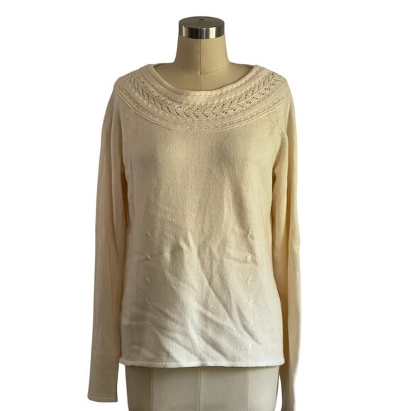 Ann Taylor Cream Pullover Sweater M - Picture 2 of 6